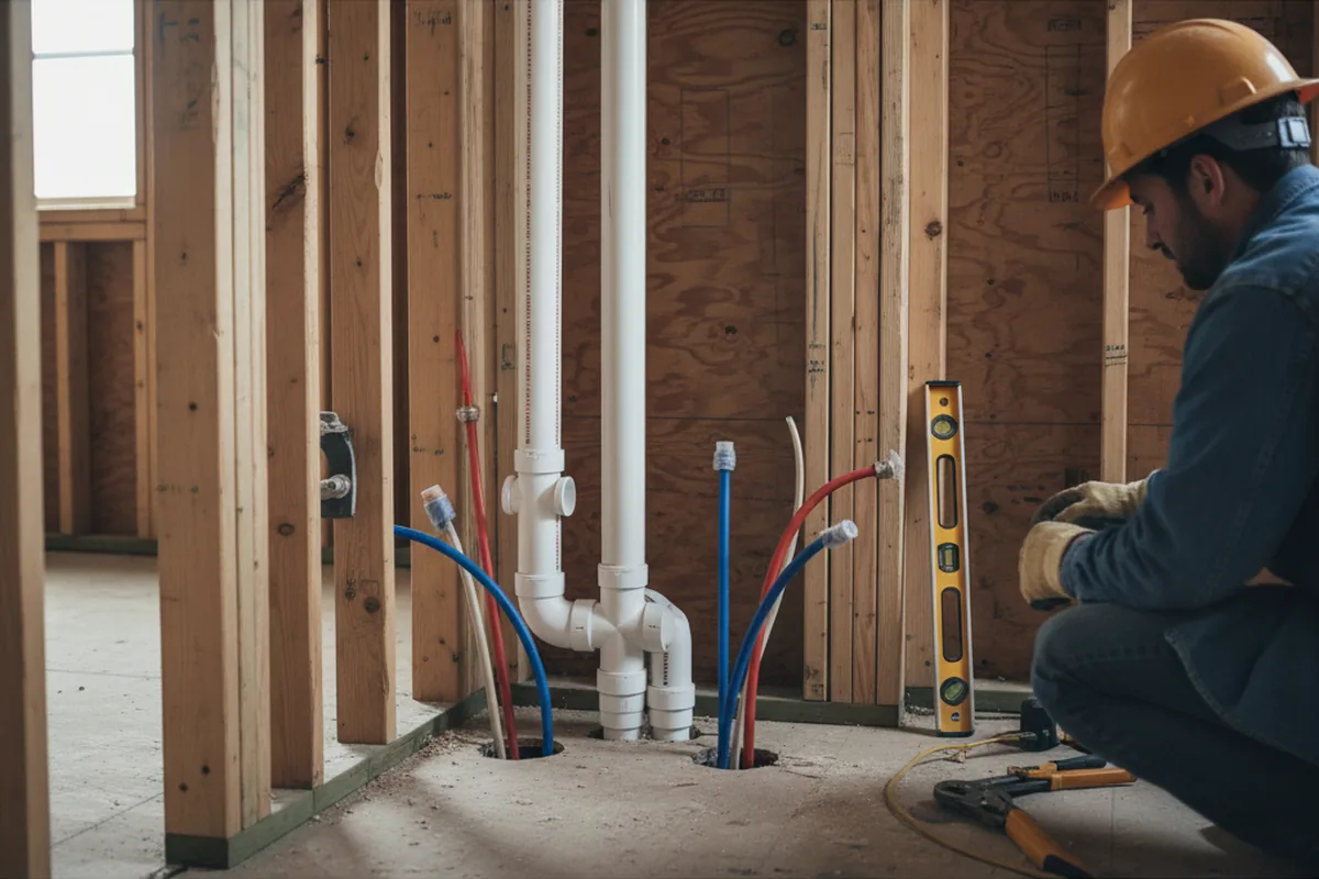 Drain and supply rough-in during Toilet Repair and Installation in North Newton